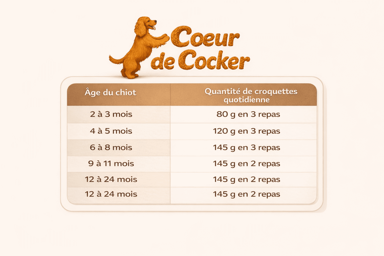 Tableau Cocker Quelle quantité de croquettes donner à un Cocker par jour ...