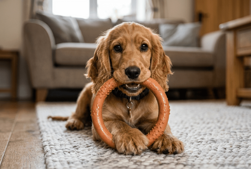 chiot cocker dentition jouet mâcher 4 mois croissance