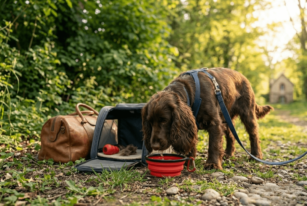 hydratation Cocker Spaniel voyage vacances gamelle pliable chien