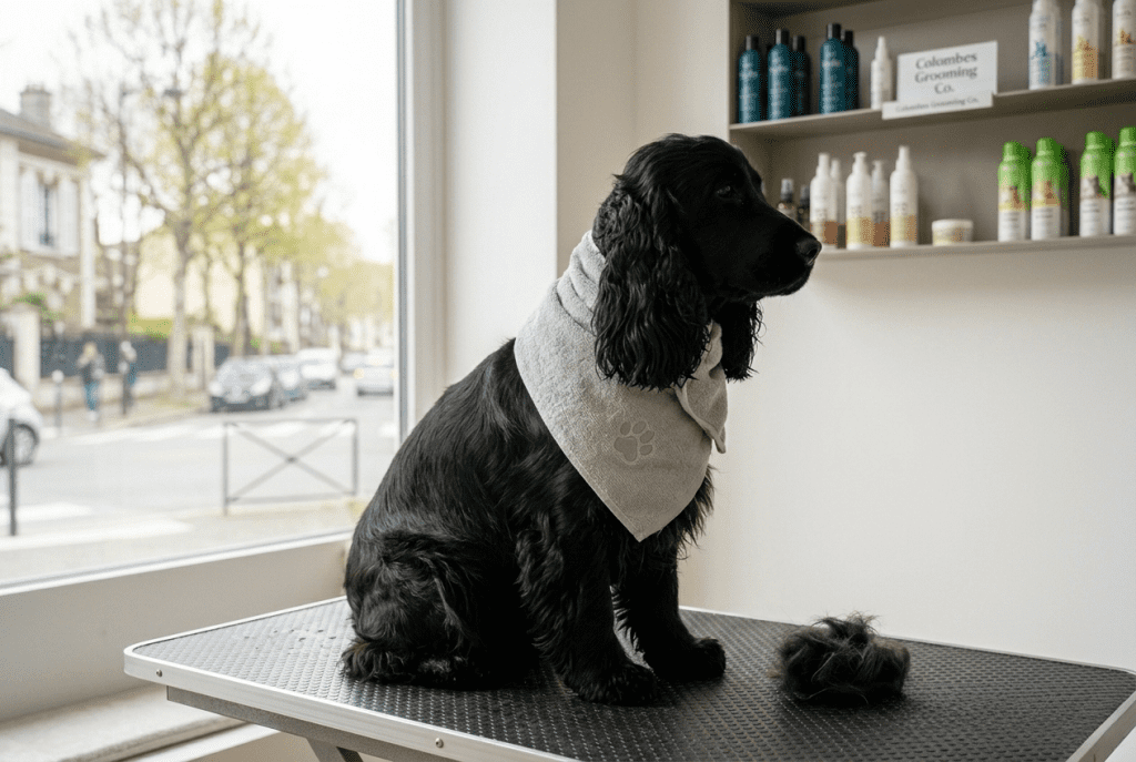 Cocker après bain pelage brillant perte de poils limitée