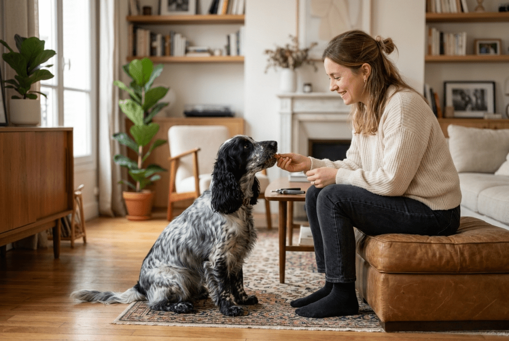 récompense cocker après coupe griffes — renforcement positif toilettage cocker
