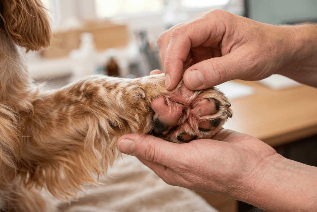 contrôle peau pattes cocker allergie saisonnière