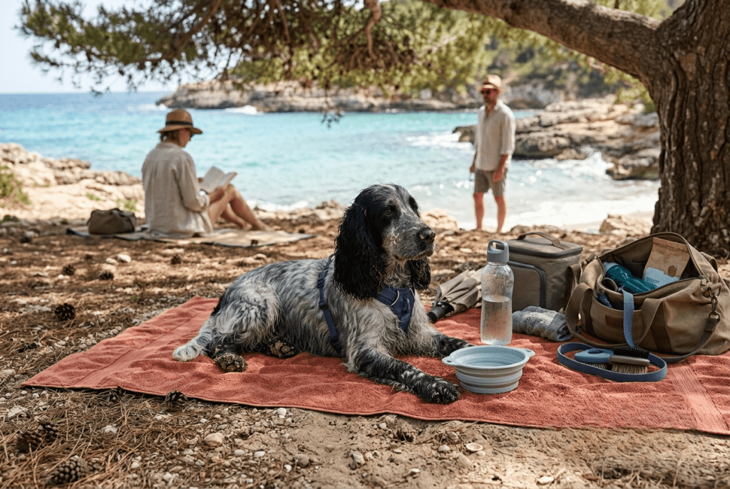cocker en vacances à la plage – hydratation et protection chaleur été