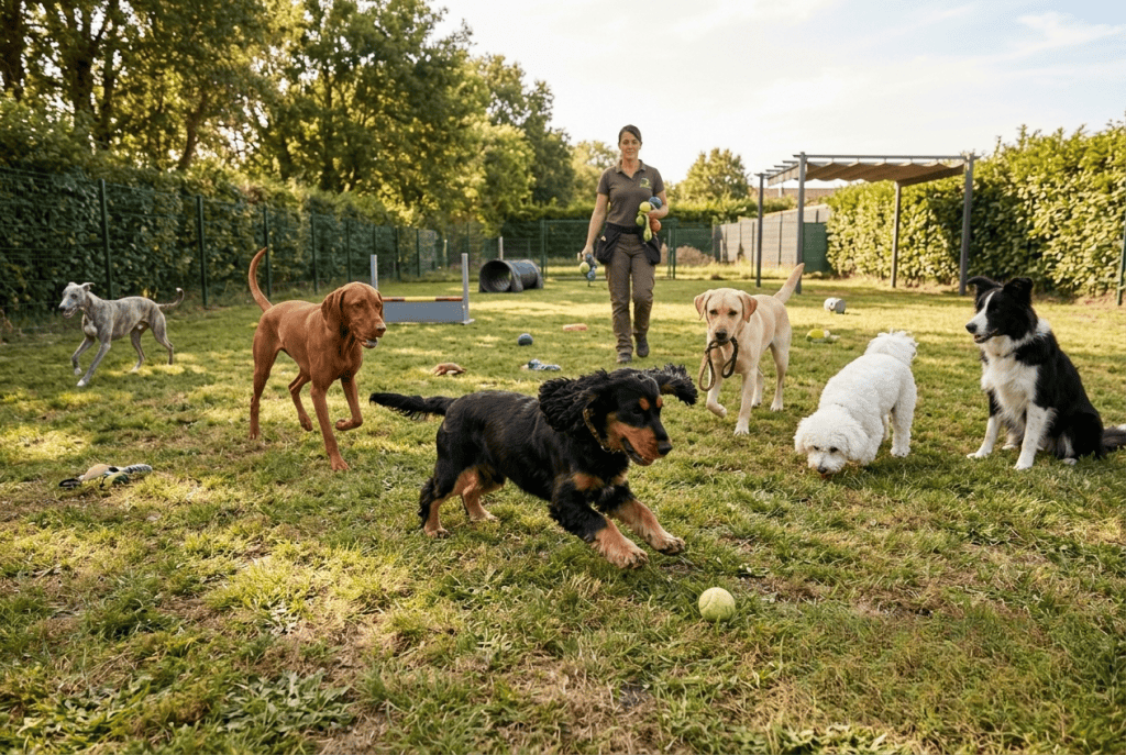 pension canine cocker – temps de jeu extérieur encadré