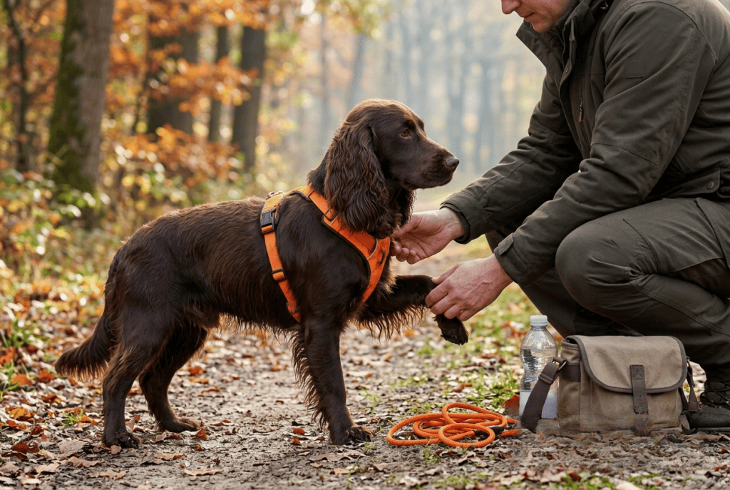 Panneau de battue en forêt : vigilance nécessaire avec son Cocker