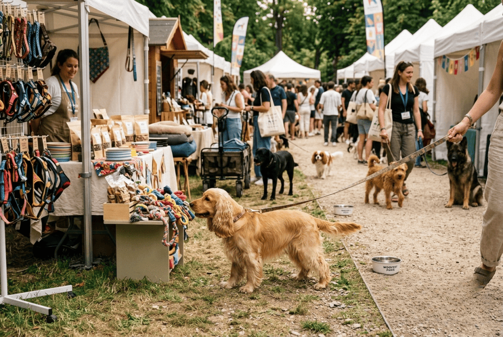 woofest paris chien — cocker en laisse dans le village du festival