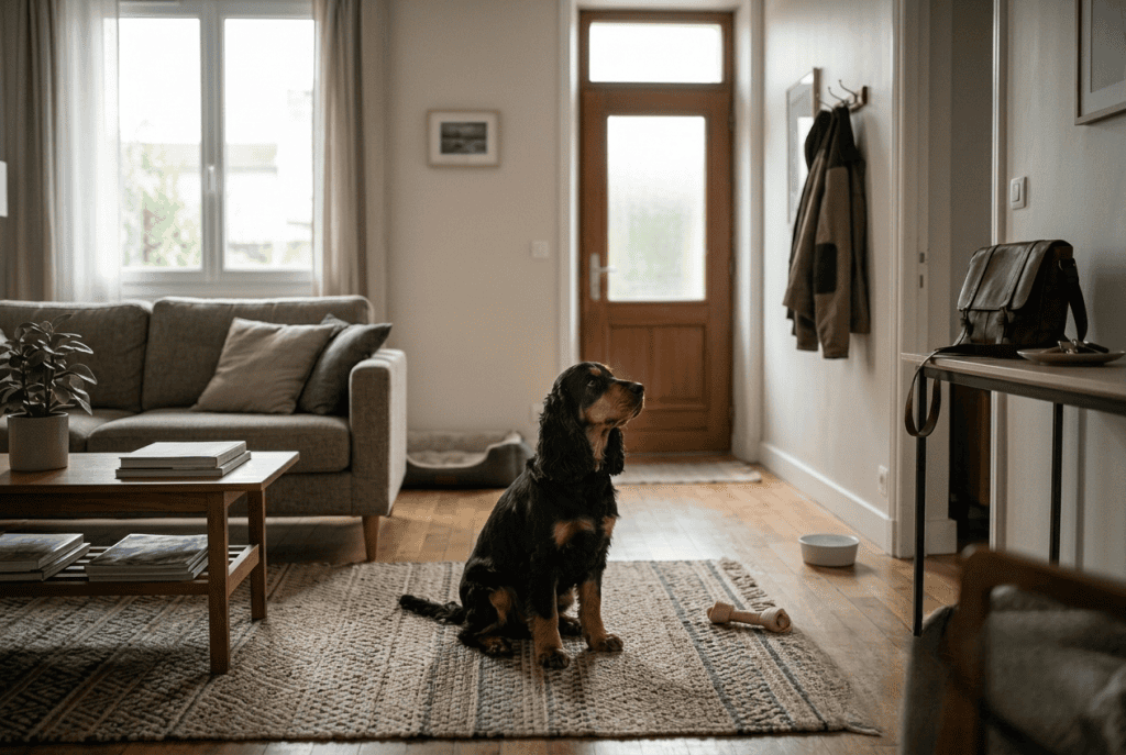 Cocker seul à la maison pendant la période de rentrée