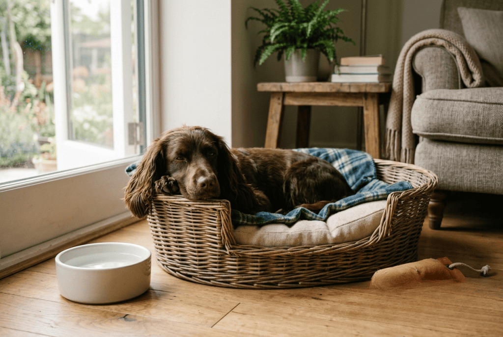 cocker se reposant après une activité pour la journée mondiale du chien