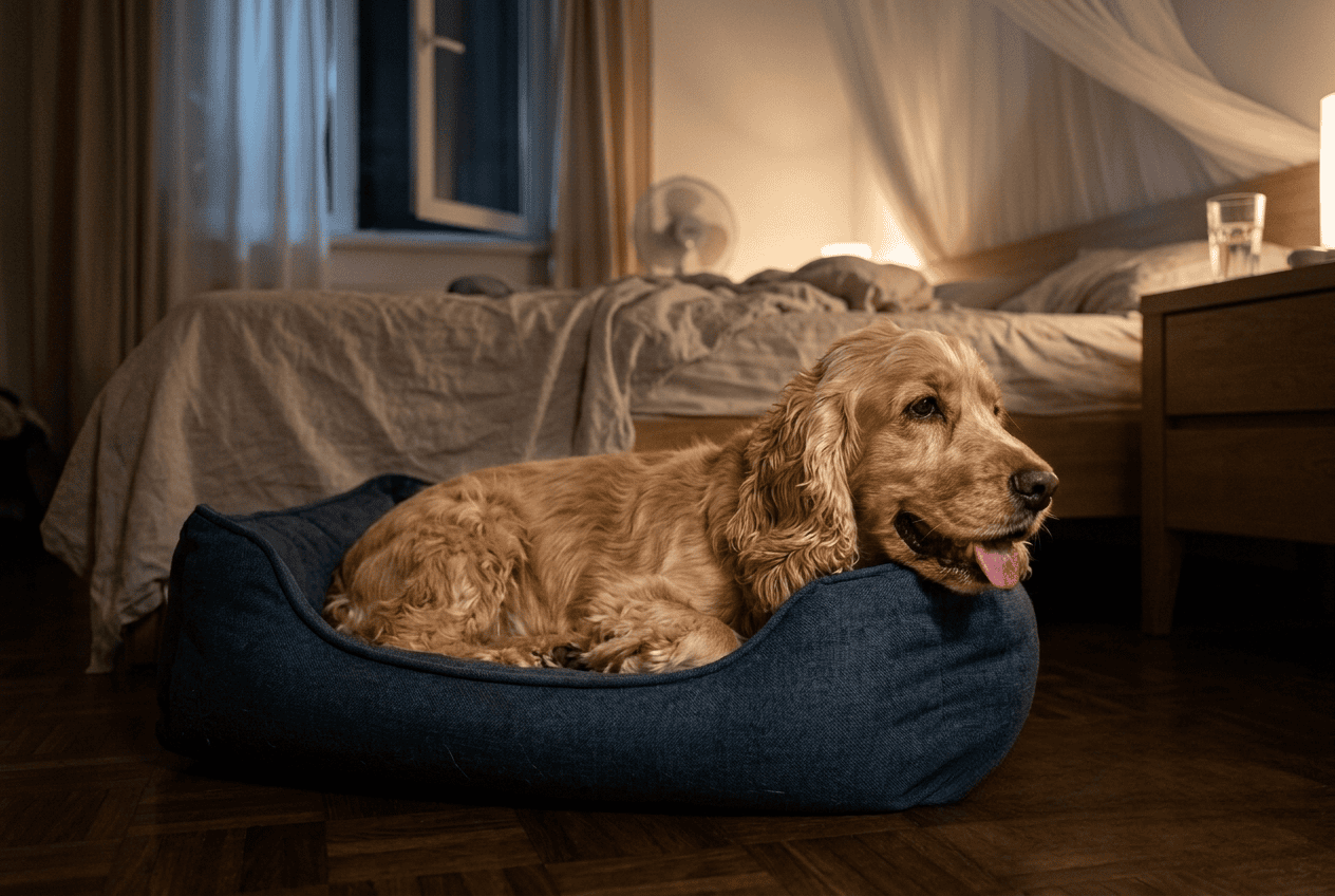 cocker halète nuit chaleur - chien cocker spaniel haletant dans sa chambre en pleine nuit d'été