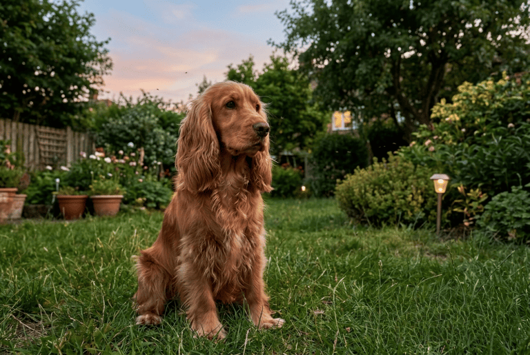 cocker exposé aux moustiques en été dans un jardin