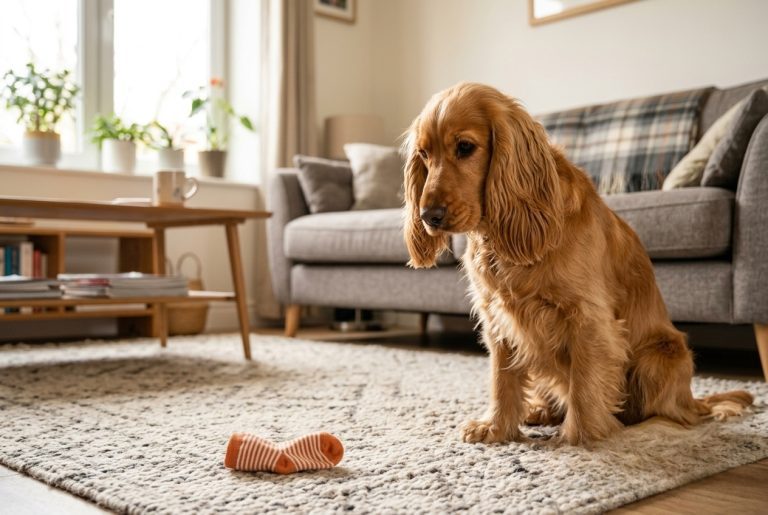 Cocker Spaniel qui a avalé un objet du quotidien à la maison
