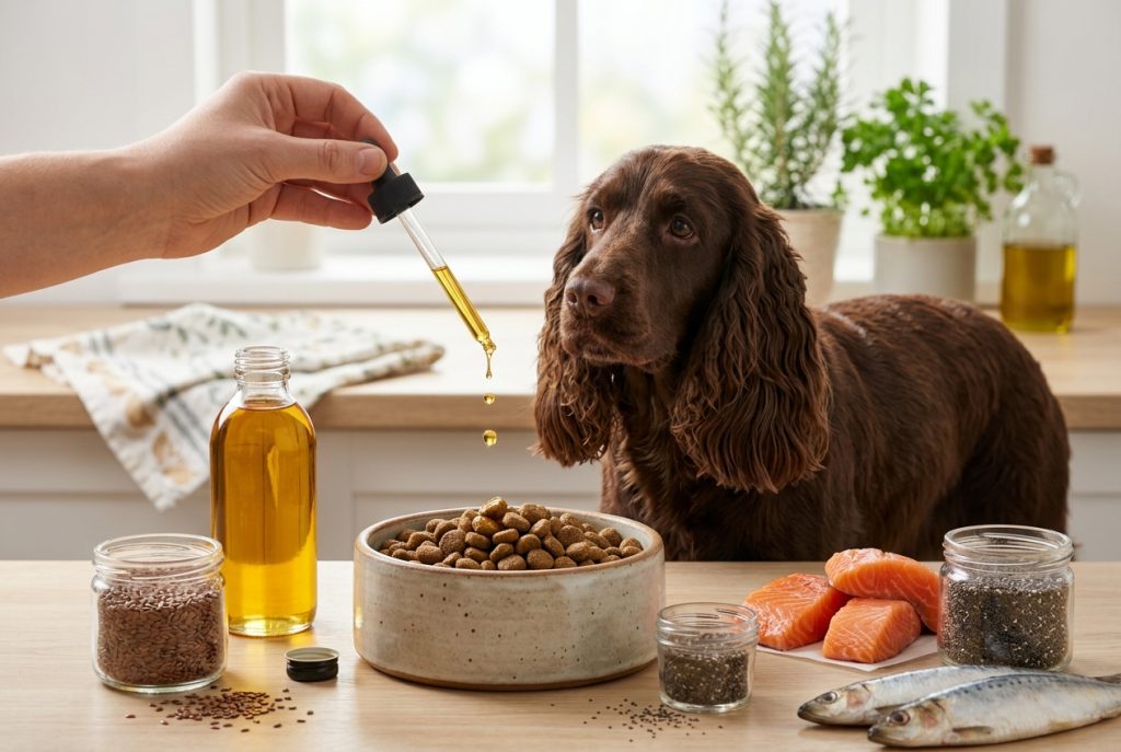 oméga-3 cocker bienfaits pelage - sources naturelles pour l'alimentation du cocker