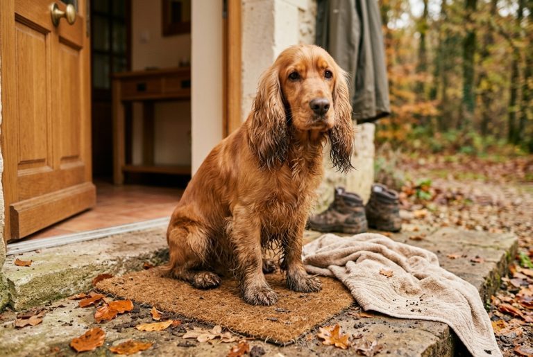 nettoyer son Cocker plein de boue après une balade en forêt